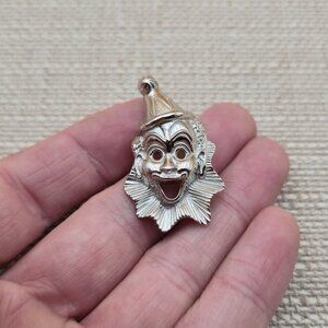 Sterling Silver Clown Face Pin Brooch A5591